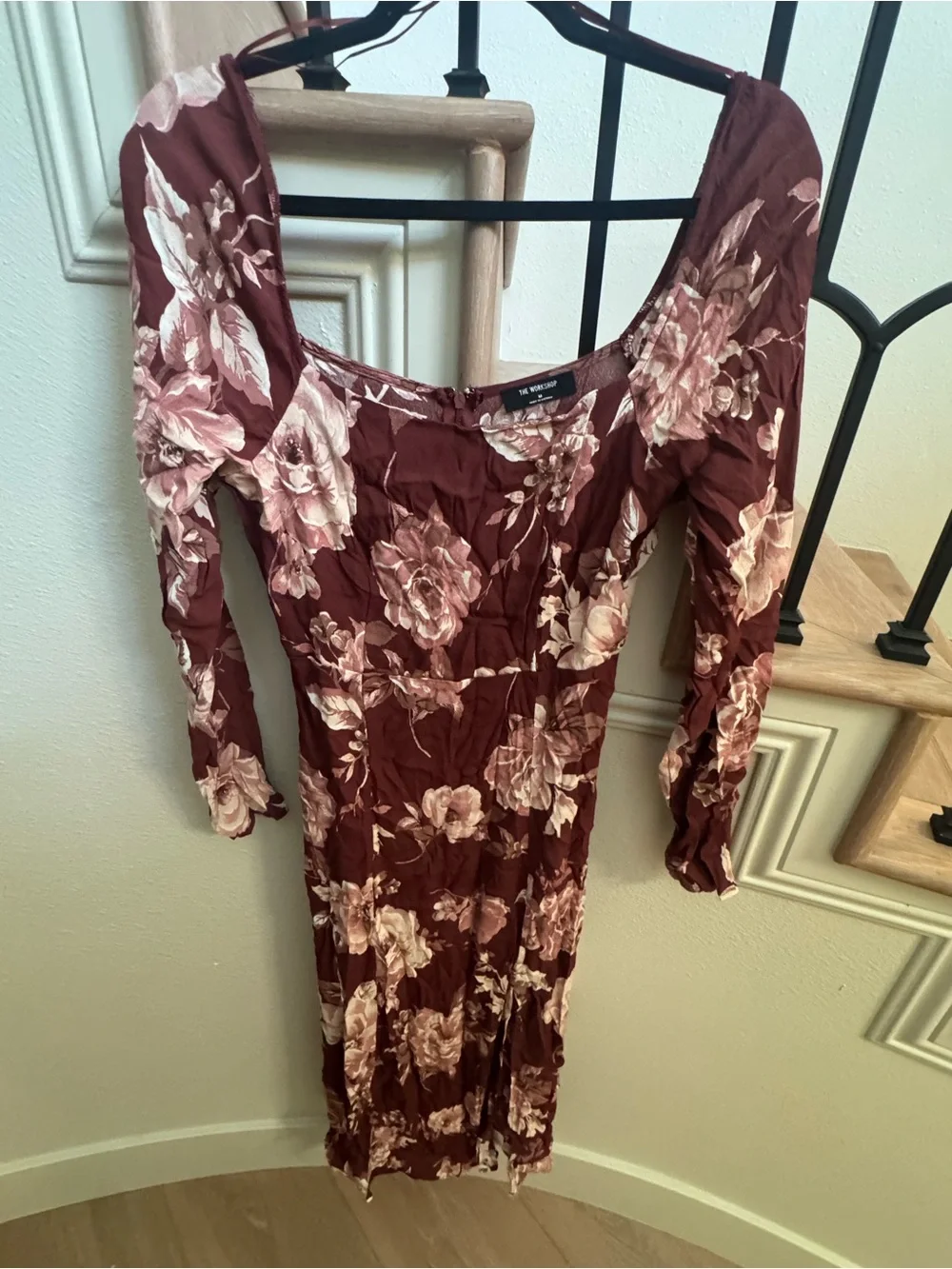 The Workshop Clothing Burgundy Floral Long Sleeve Maxi Dress - Picture 3 of 5